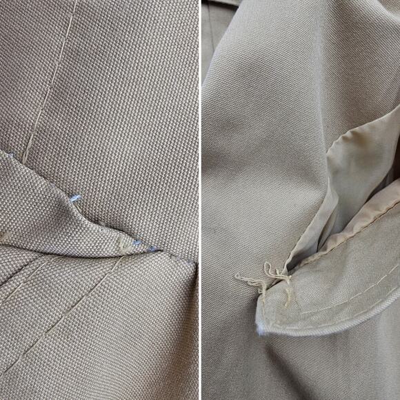 Vtg Women's XS Tan Trench Coat w/Detachable Blue Plaid Wool Liner & Collar - Picture 13 of 16